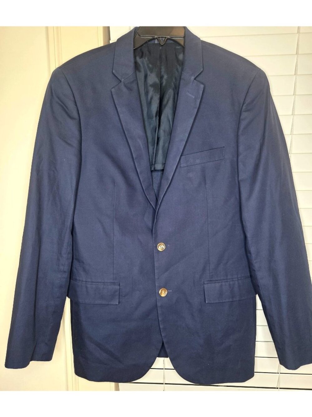 Mens J.Crew Thompson Navy Blazer 40L Cotton Sport Coat 2 button Preppy Classic